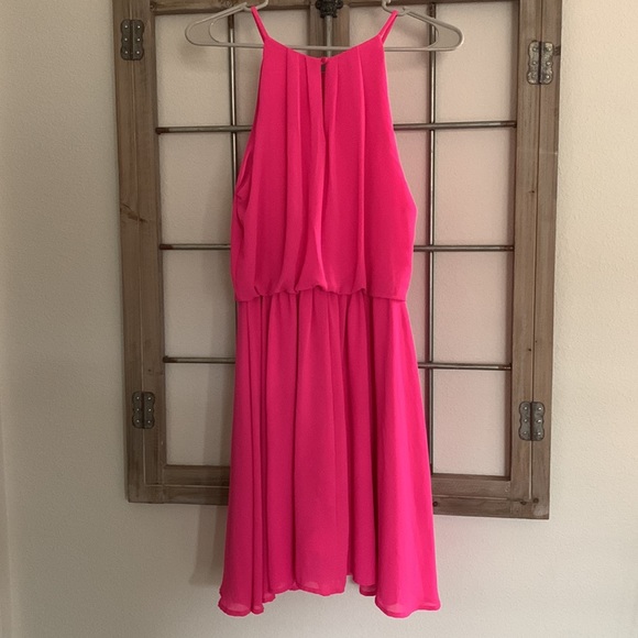 Lush Hot Pink Halter Dress - Picture 3 of 7